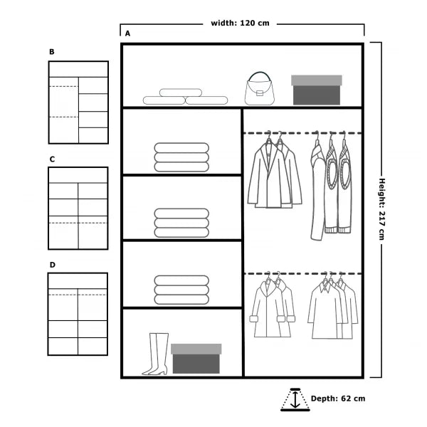 BATUMI SLIDING WARDROBE 120/150cm/180cm/203cm
