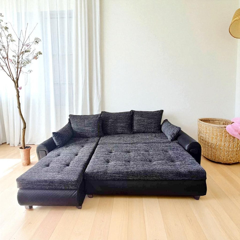 Reversible L-Shape Corner Sofa Bed | Double Storage