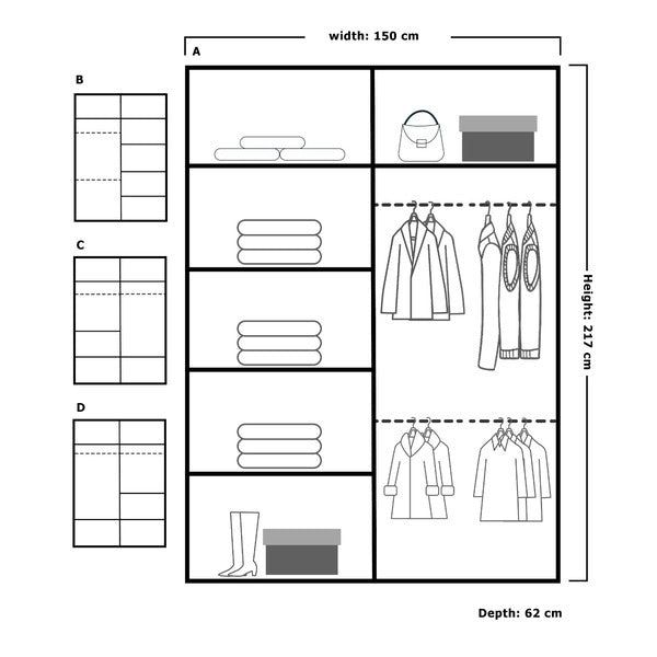 PESTO WARDROBE 150/203/250cm