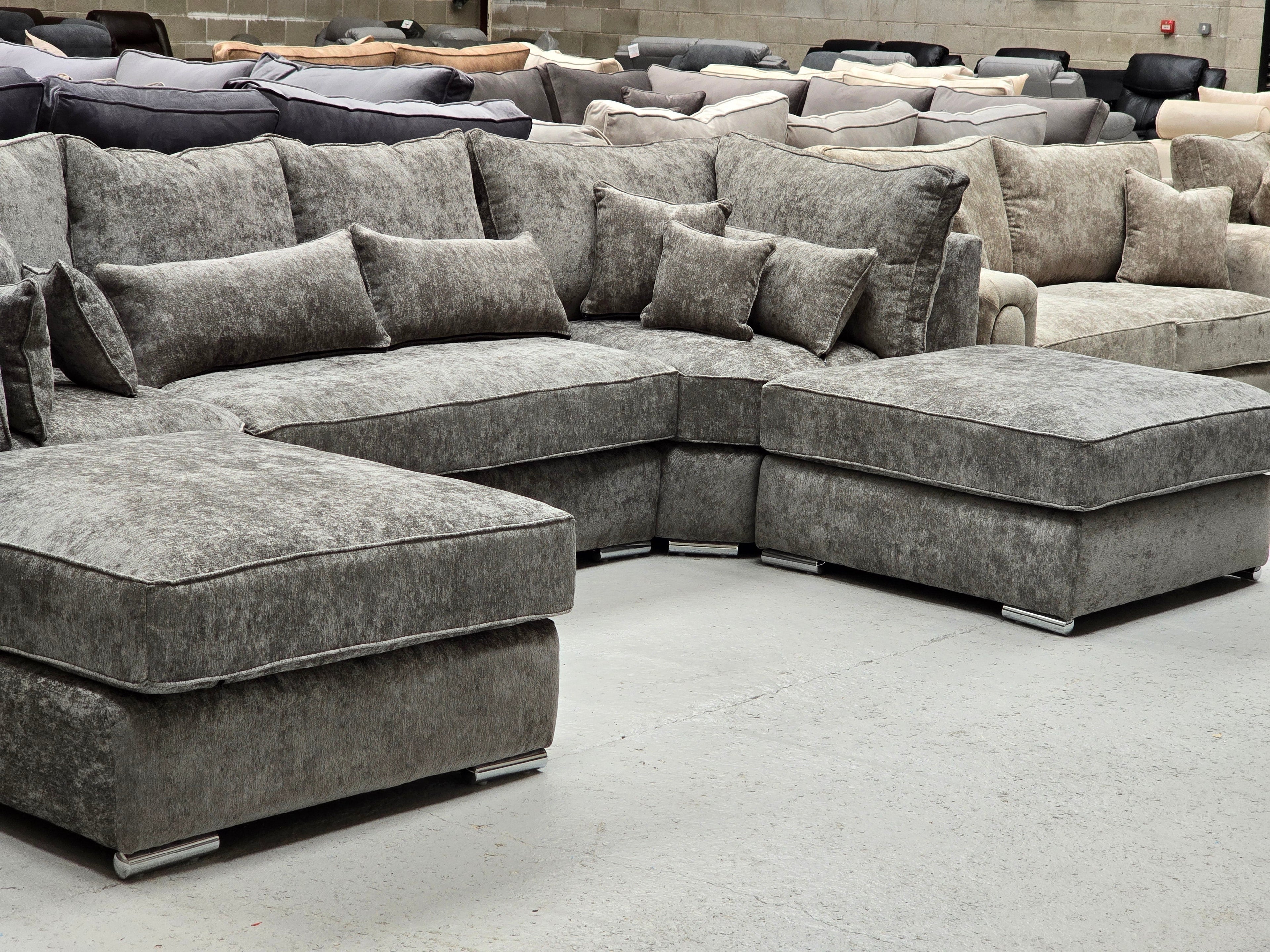 Belgravia U-Shape Sofa - Platinum Alaska Fabric