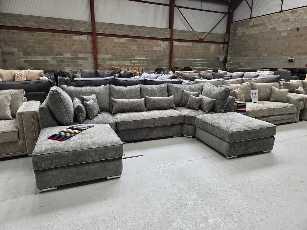 Belgravia U-Shape Sofa - Platinum Alaska Fabric