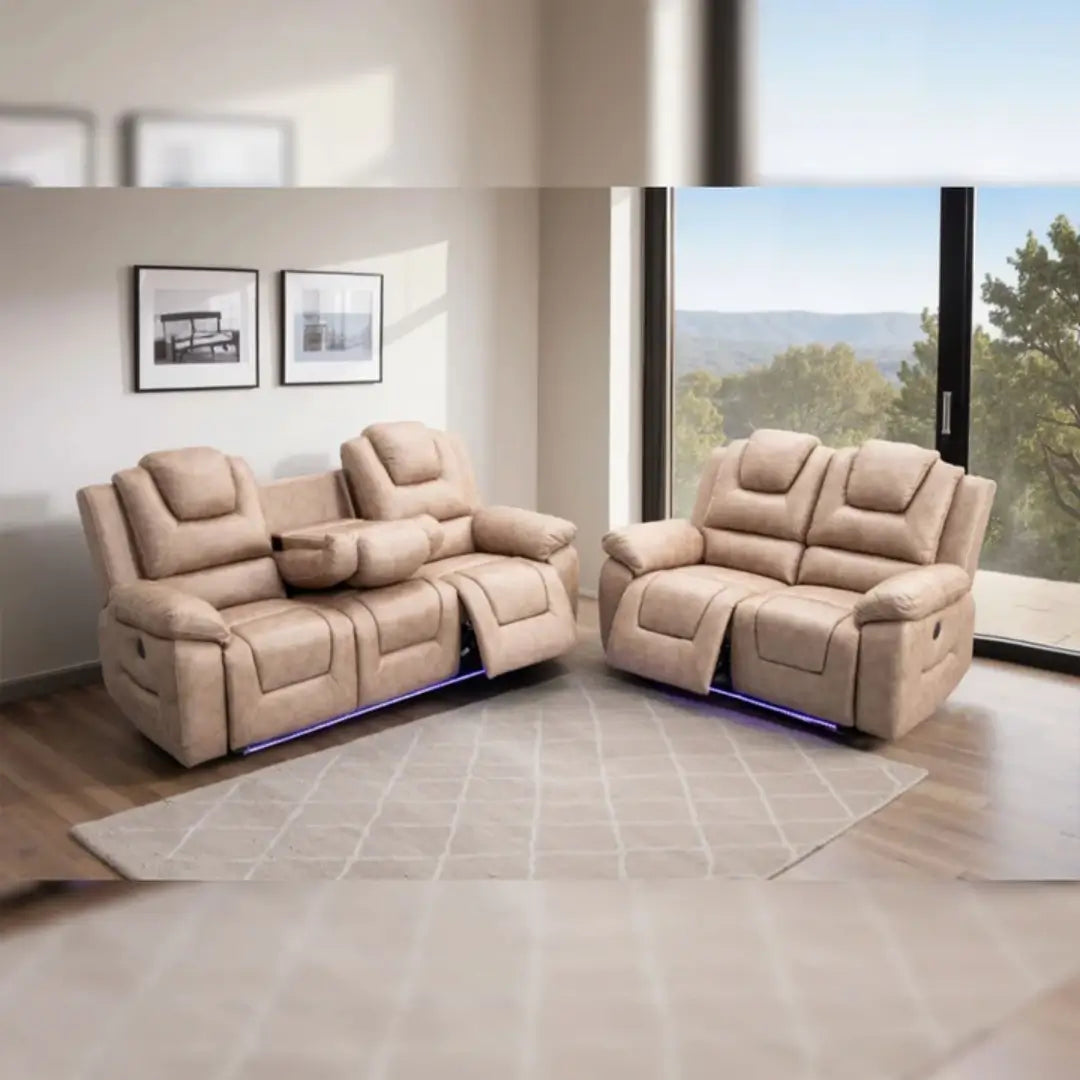 Oxford Leather Electric Recliner Sofa 3+2 Seater