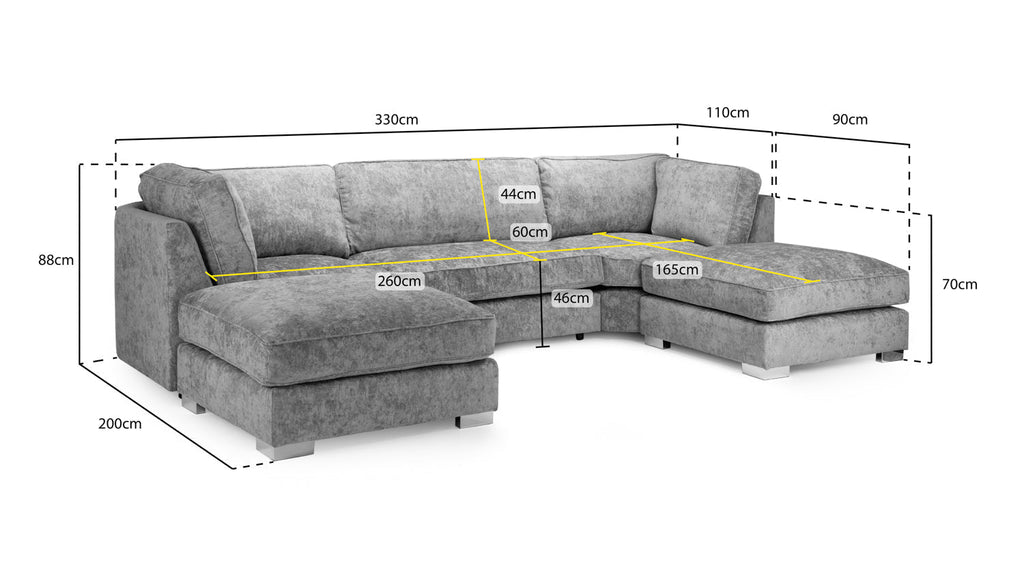 Bishop U-Shape Sofa /Corner Sofa in Truffle