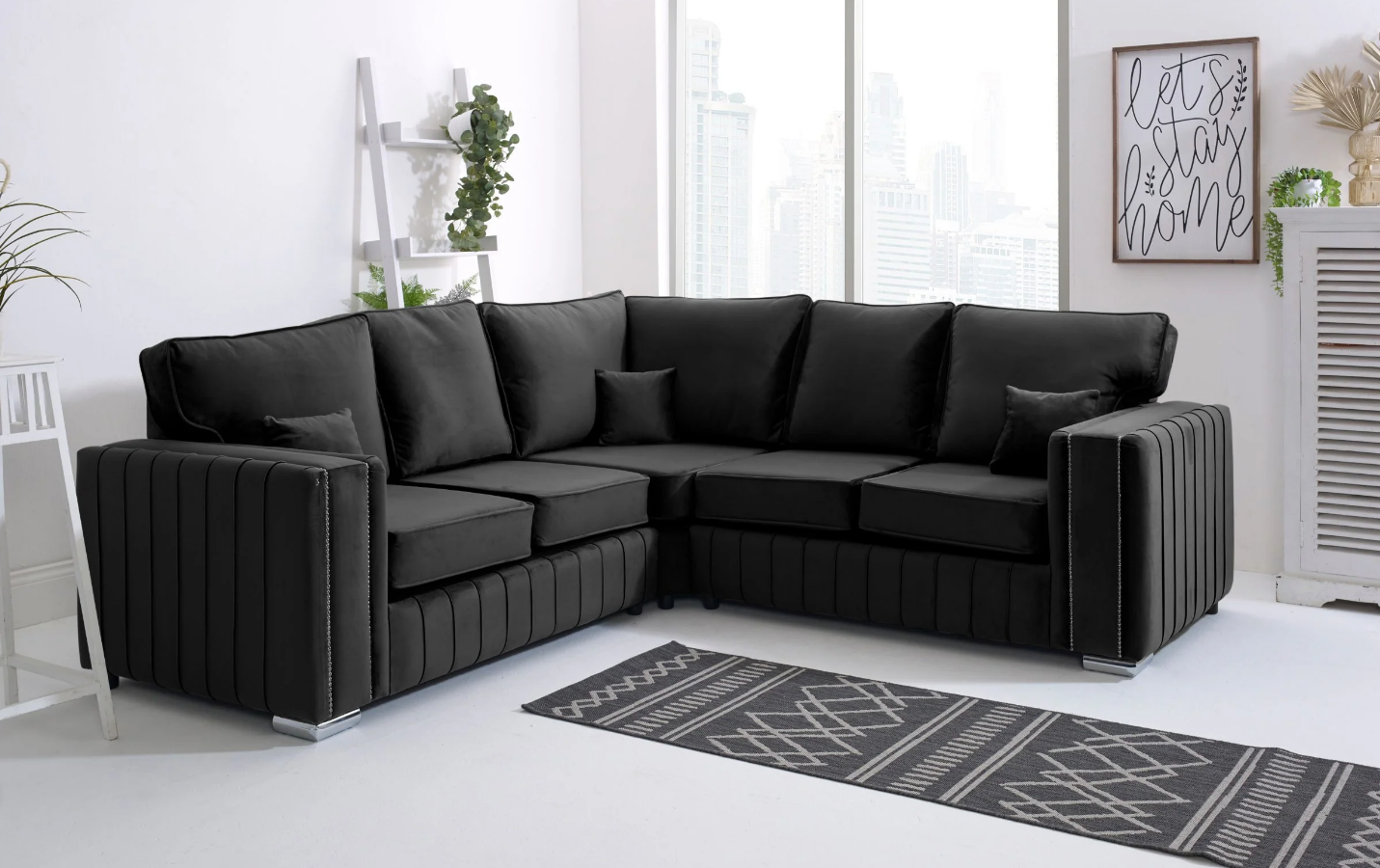 Layla Corner Sofa – Velvet Sofa in Multiple Colours