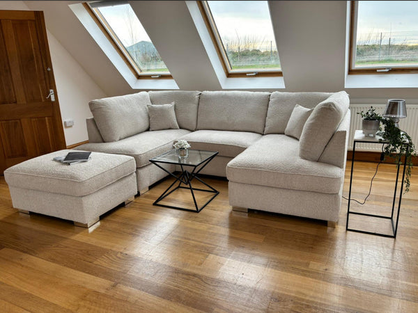 Cannes U shape corner cinema sofa Boucle fabric