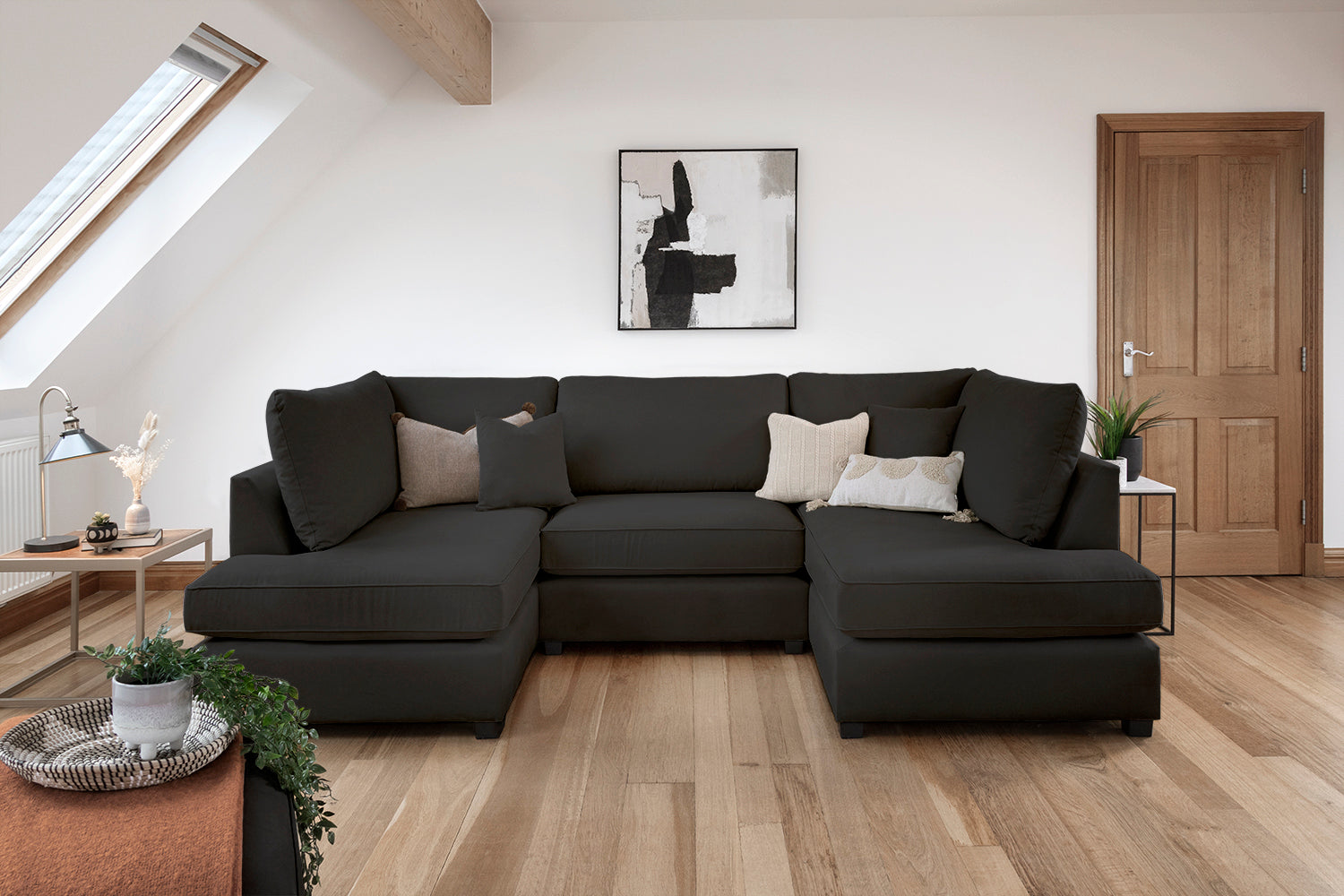 Mini U-Shape High Back Plush Velvet Sofa