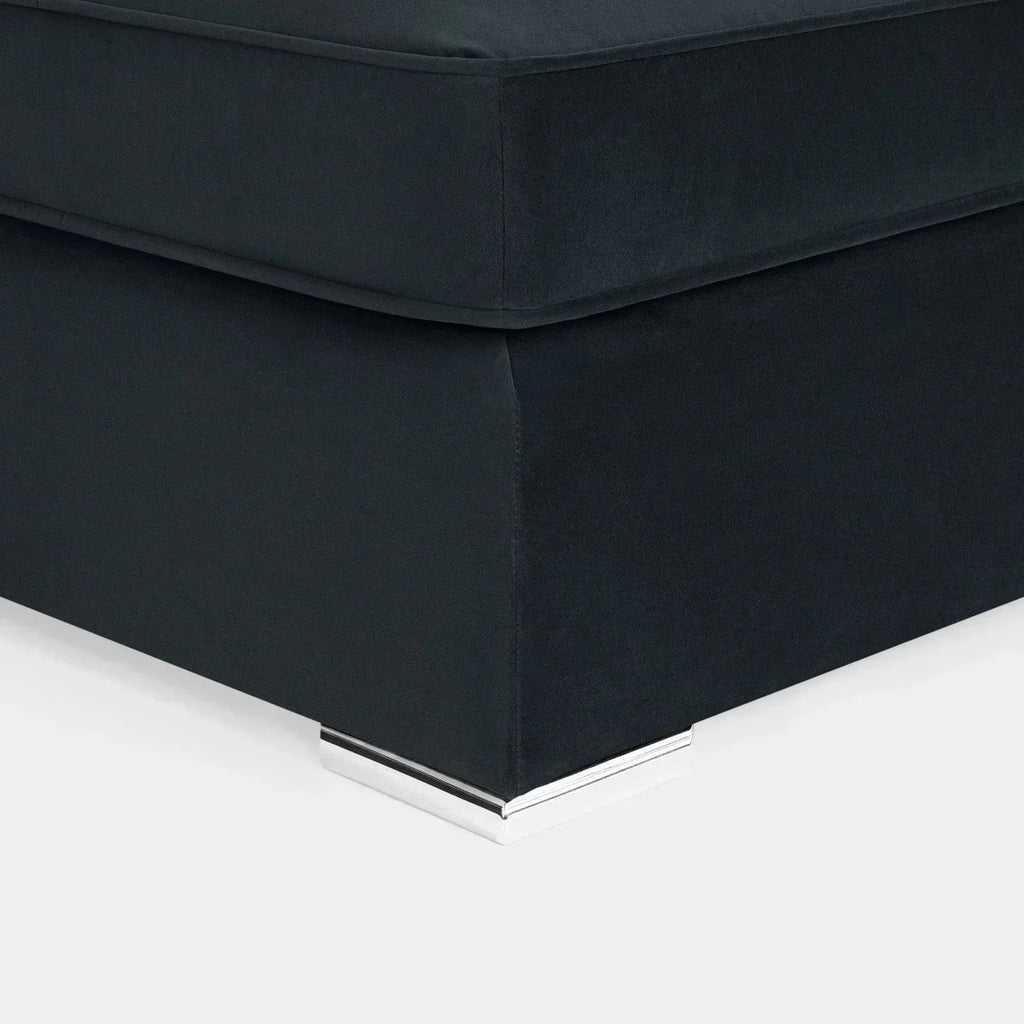 U-Shape High Back Corner Sofa – Plush Black Velvet