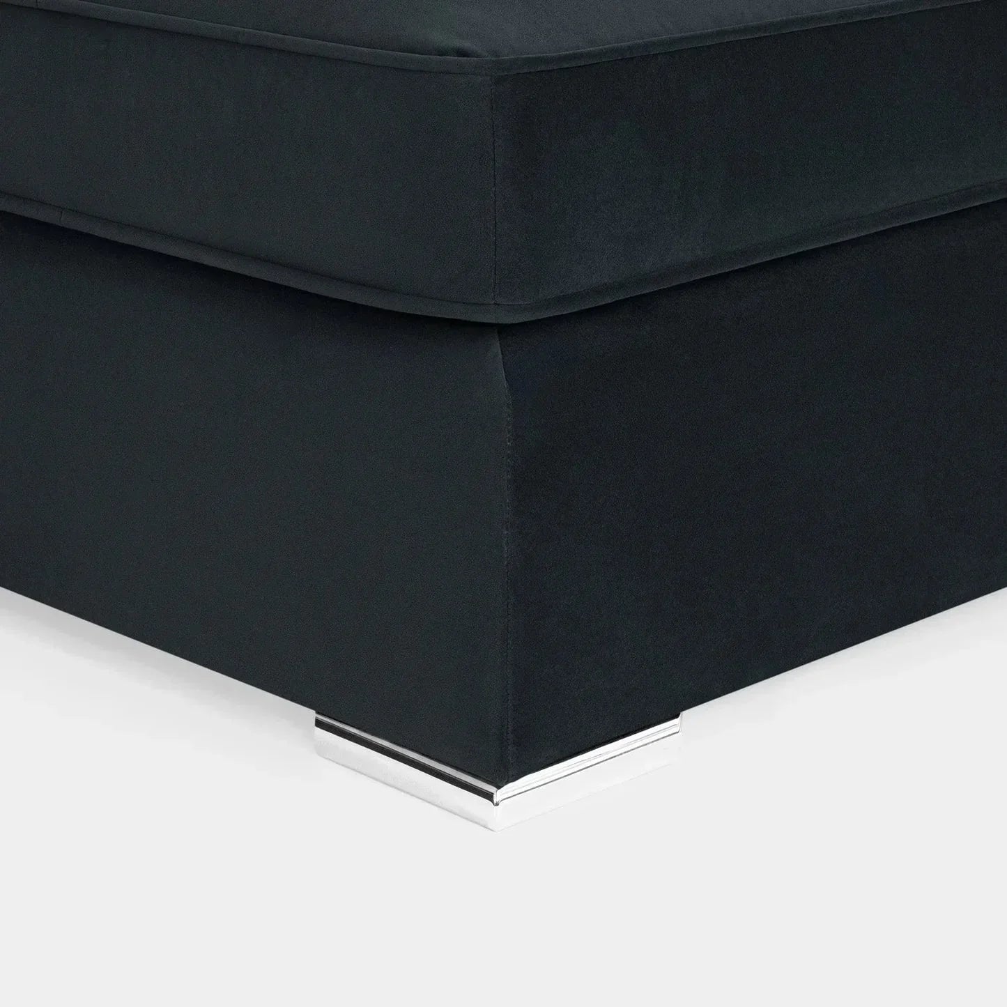 U-Shape High Back Corner Sofa – Plush Black Velvet