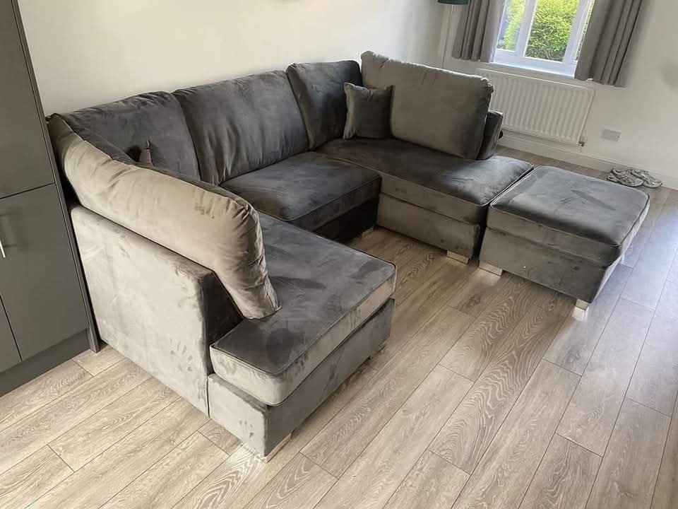 Carnaby Small U-Shape Sofa with Footstool Grey