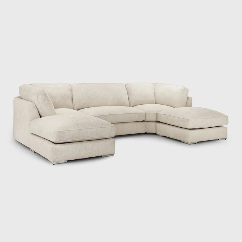 U Shape Boucle Beige Corner Sofa