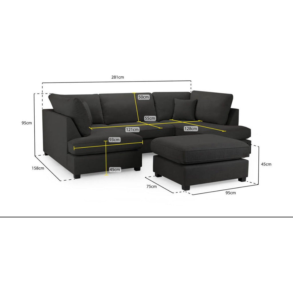 Cannes U-Shaped Cinema Sofa Bed – Grey Boucle Fabric