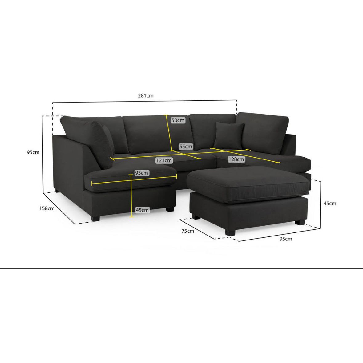 Cannes U-Shaped Cinema Sofa Bed – Grey Boucle Fabric