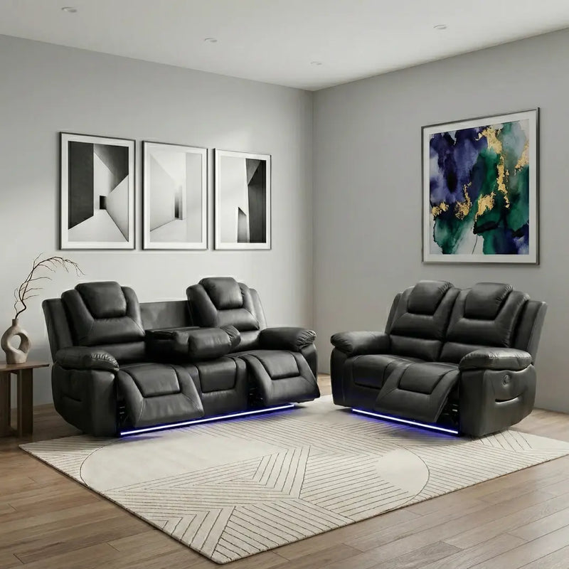 Oxford Leather Electric Recliner Sofa 3+2 Seater