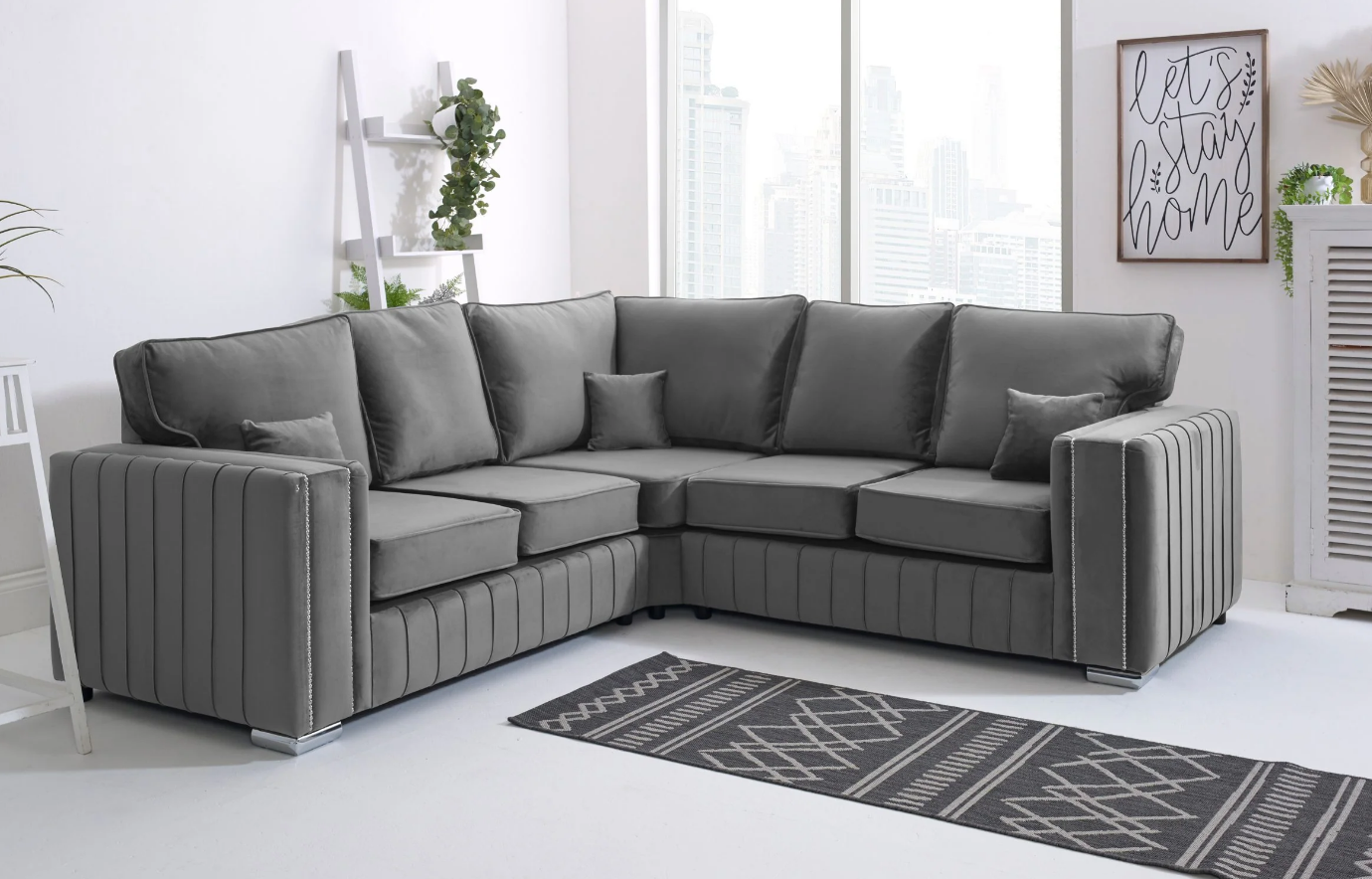Layla Corner Sofa – Velvet Sofa in Multiple Colours