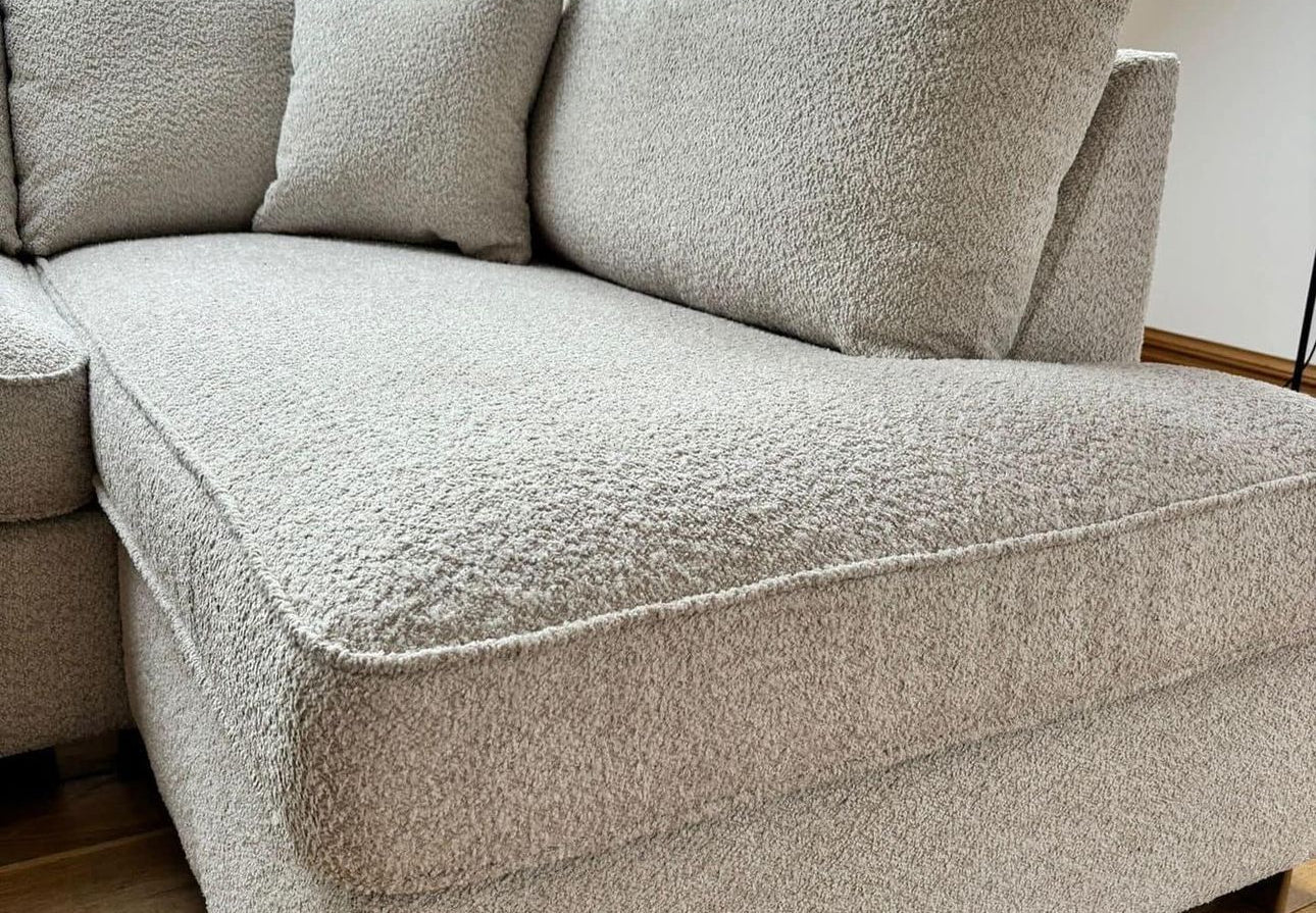 Carnaby Small U-Shape Sofa with Footstool – Teddy Fabric
