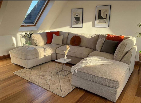 New U-Shaped Sofa – Teddy Bear Fabric |
