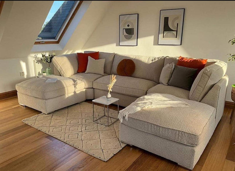 New U-Shaped Sofa – Teddy Bear Fabric |