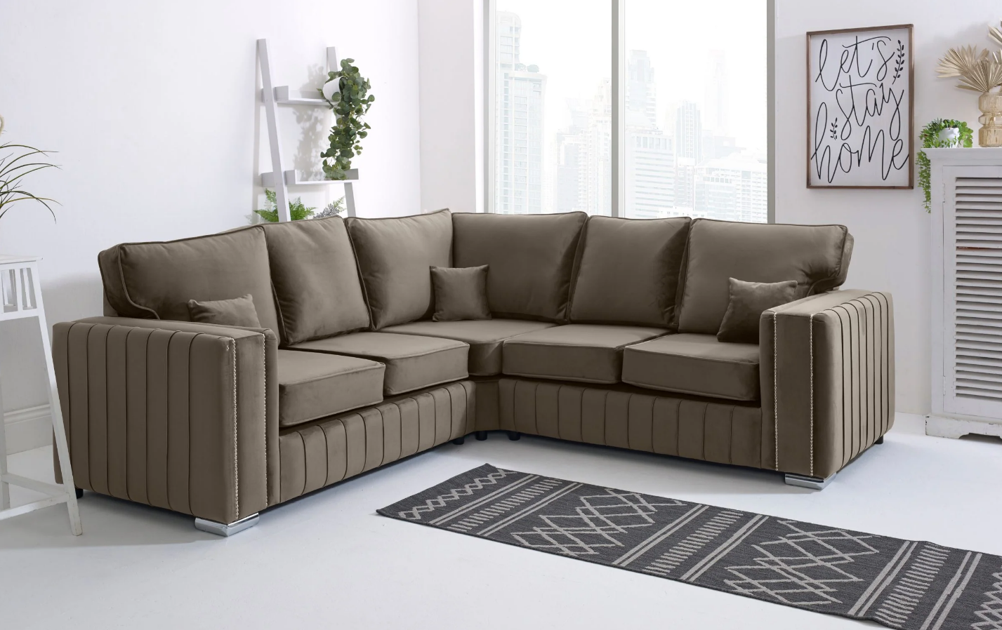 Layla Corner Sofa – Velvet Sofa in Multiple Colours