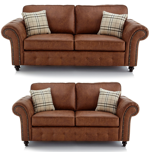 Oakland 3+2 Seater Leather-  Tan or Charcoal Black