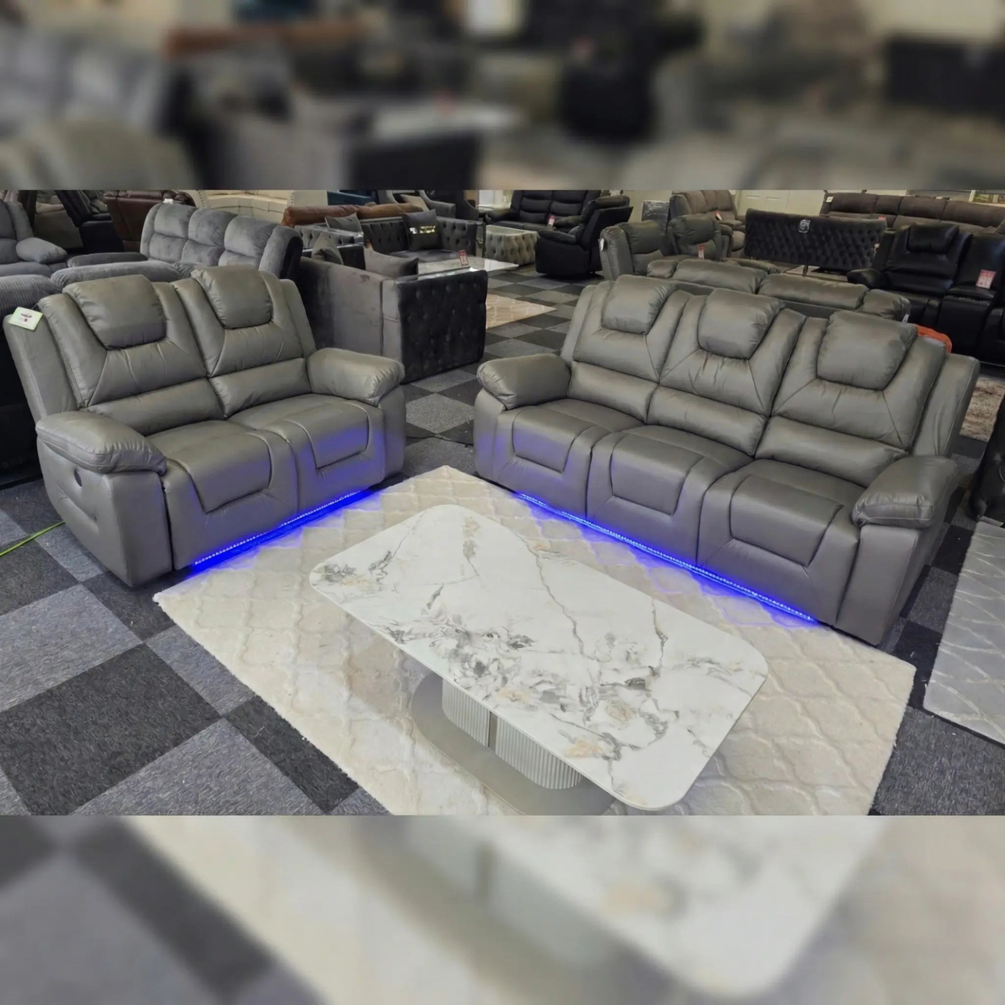 Oxford Leather Electric Recliner Sofa 3+2 Seater