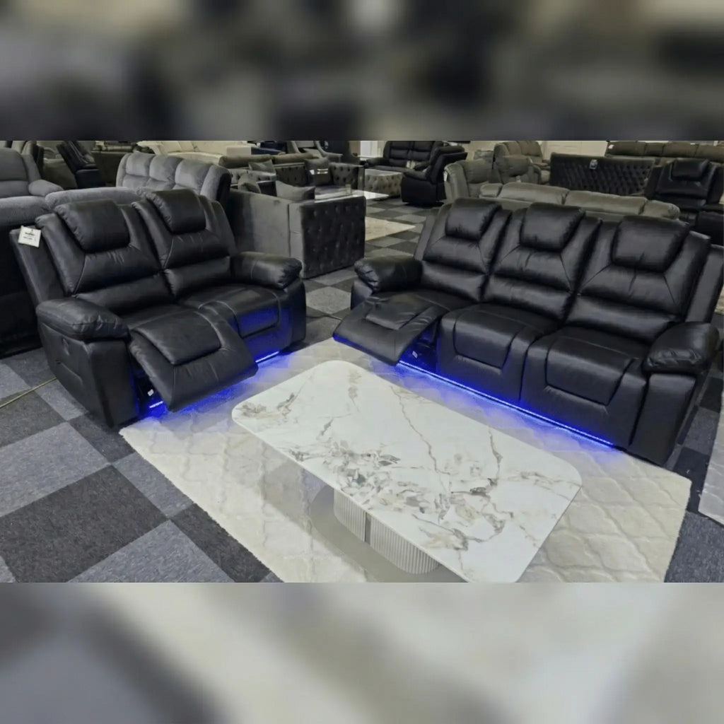 Oxford Leather Electric Recliner Sofa 3+2 Seater