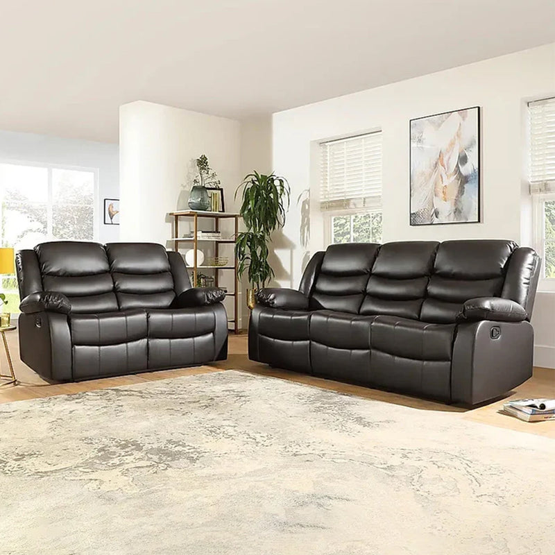 ROMA BLACK LEATHER 3+2+1 SOFA SET (Air Leather UKFR)