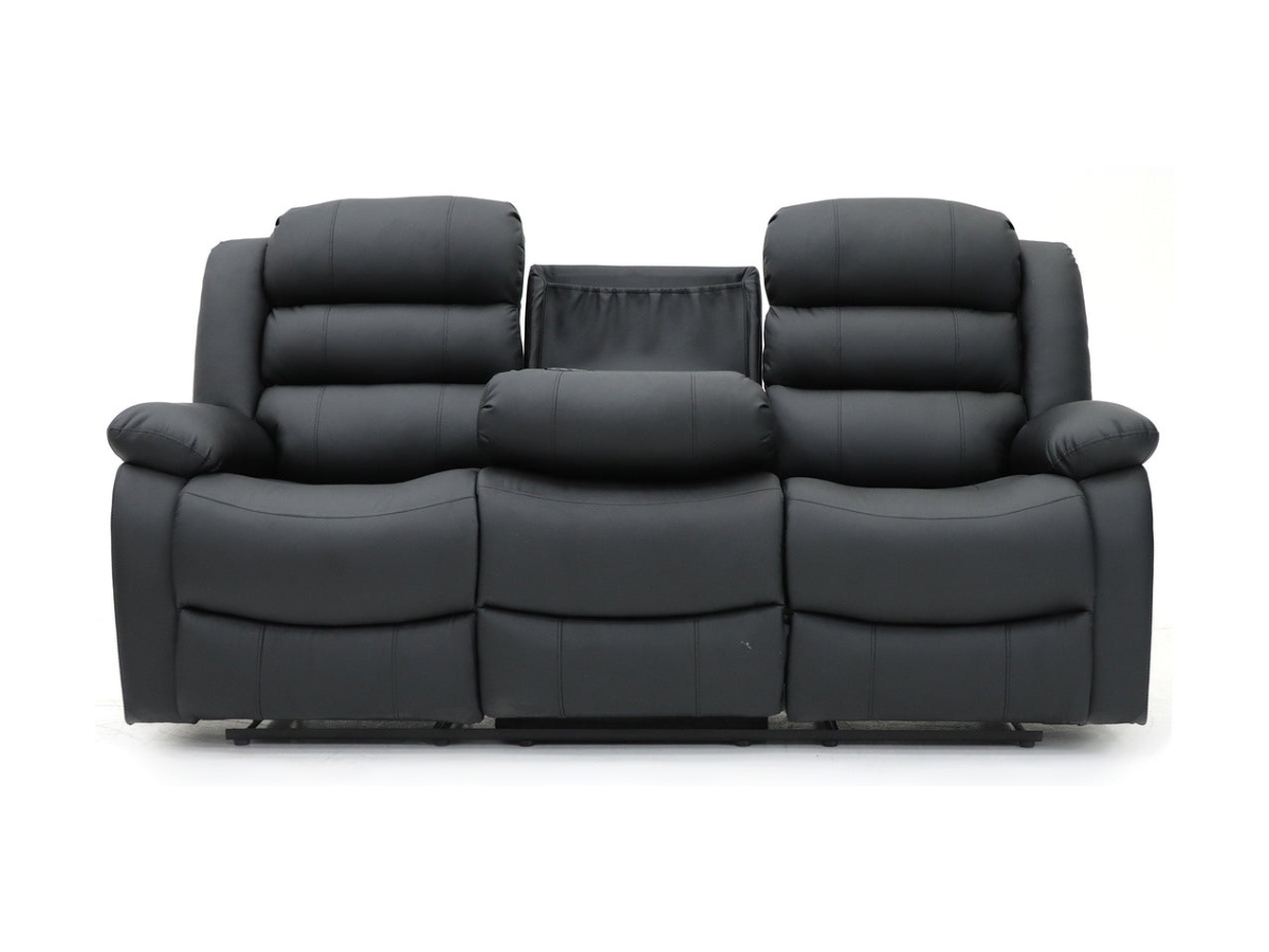 Roma 3+2 Leather Recliner Sofa Set – Black