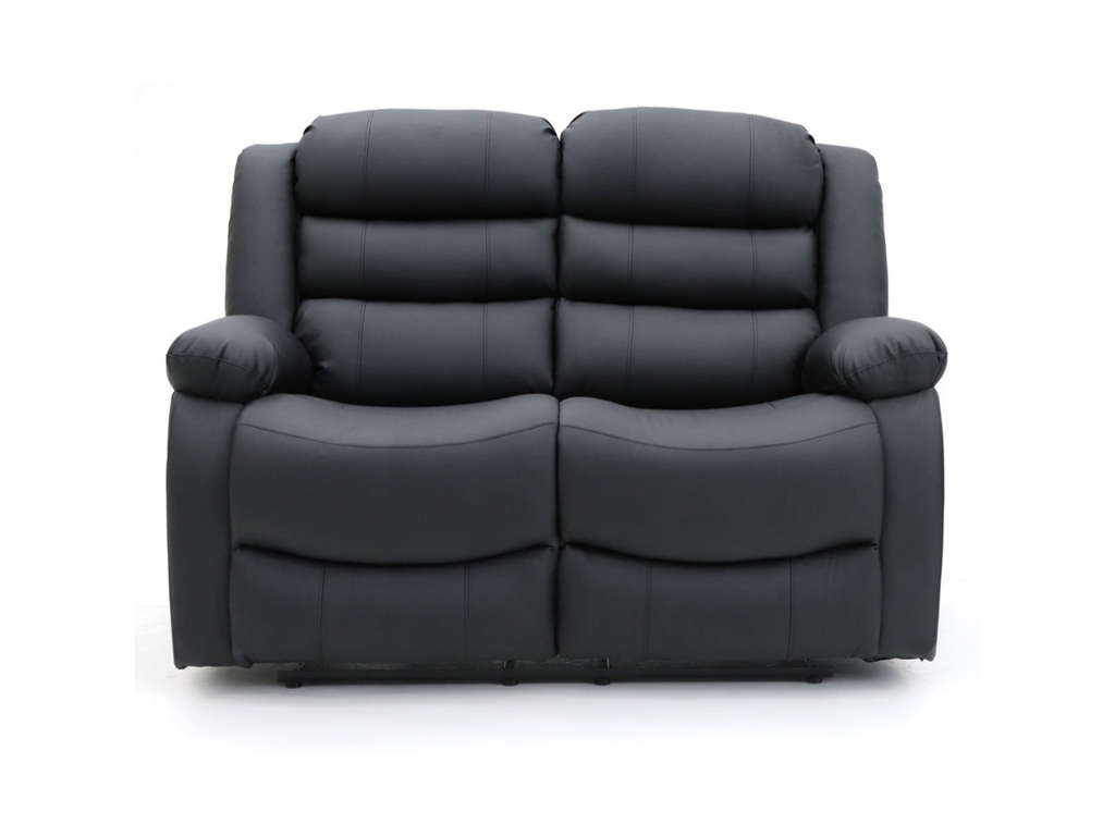 Roma 3+2 Leather Recliner Sofa Set – Black
