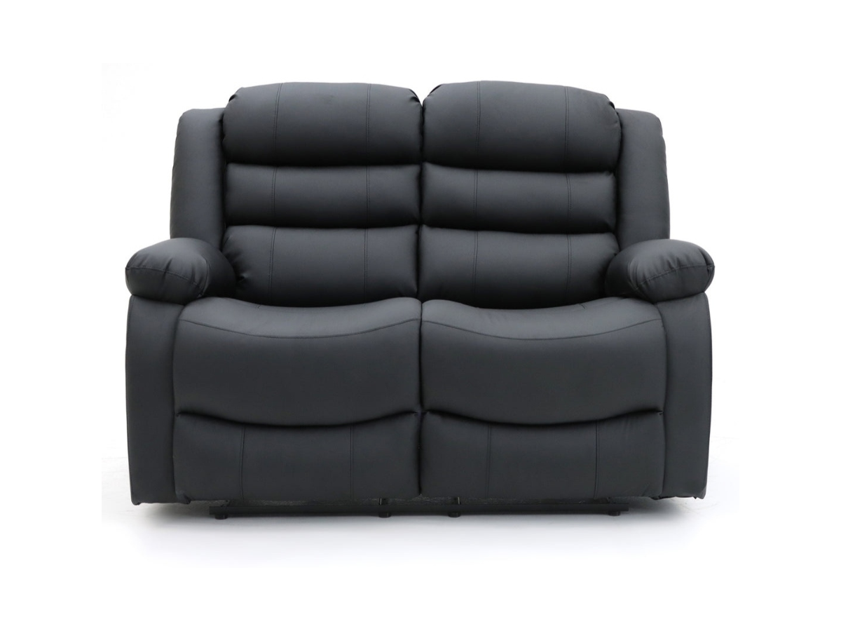 Roma 3+2 Leather Recliner Sofa Set – Black
