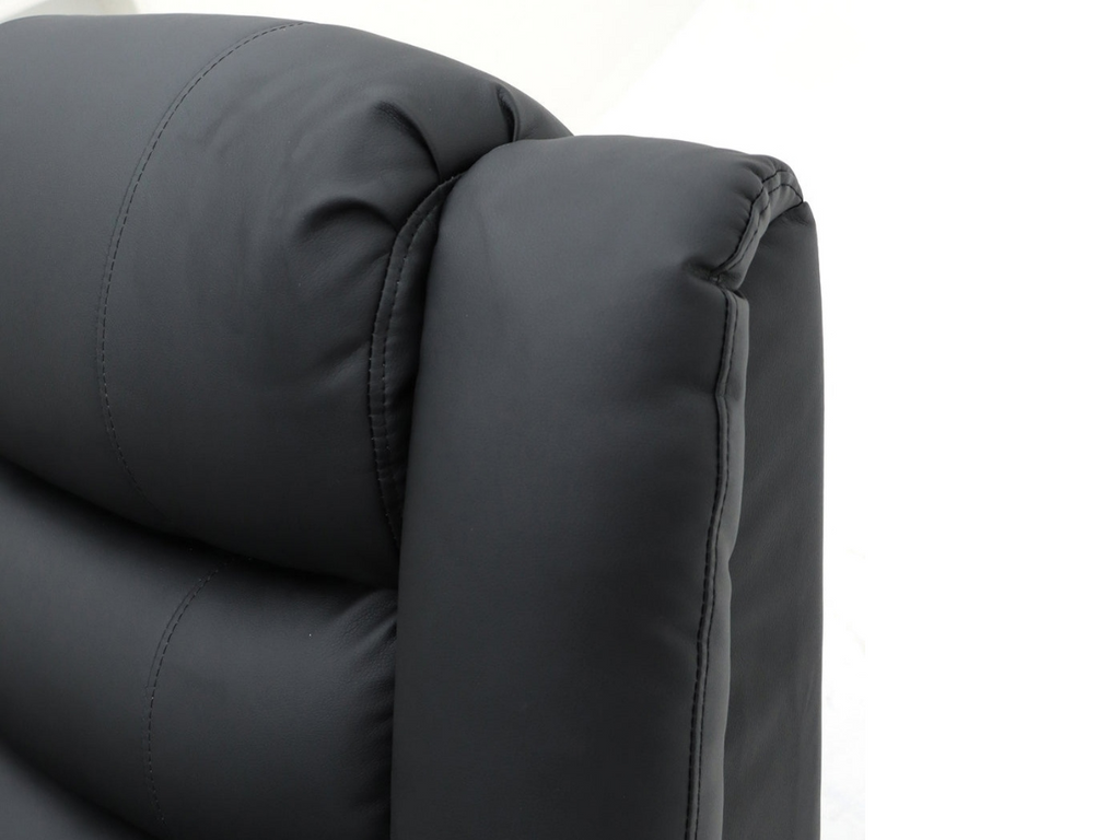 Roma 3+2 Leather Recliner Sofa Set – Black