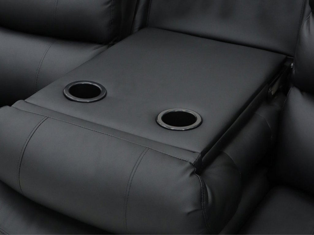Roma 3+2 Leather Recliner Sofa Set – Black