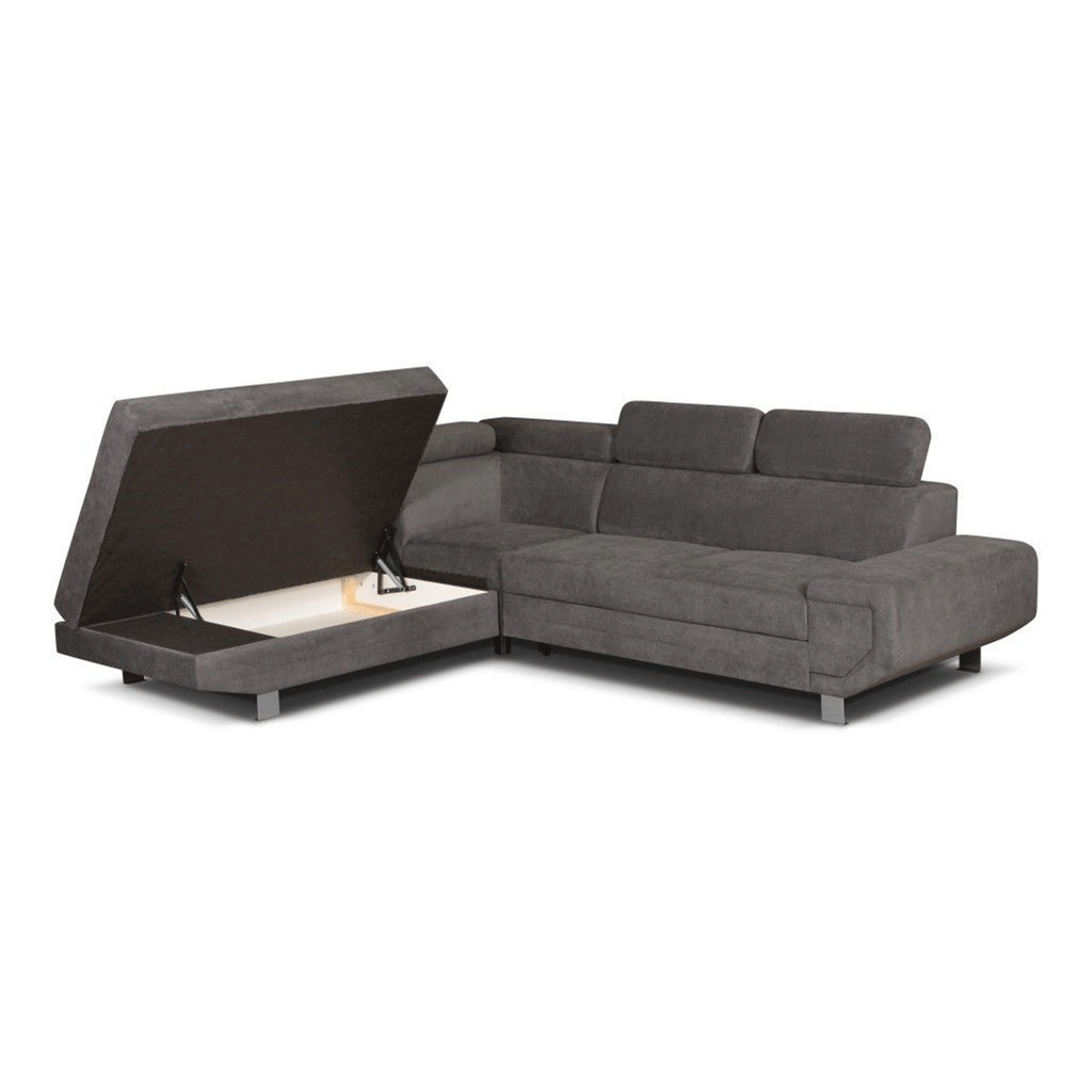 Arctic Corner Sofa Bed Grey Fabric | Large Corner Sofa | Modern Living Room Furniture UK