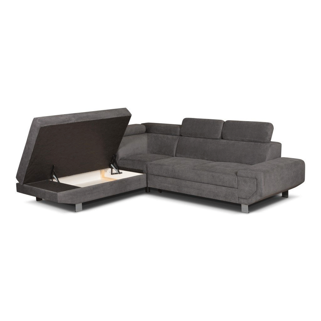 Arctic Corner Sofa Bed Grey Fabric | Large Corner Sofa | Modern Living Room Furniture UK