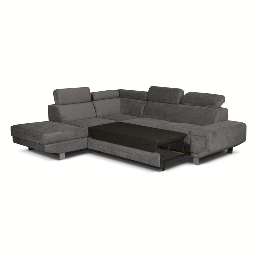Arctic Corner Sofa Bed Grey Fabric | Large Corner Sofa | Modern Living Room Furniture UK