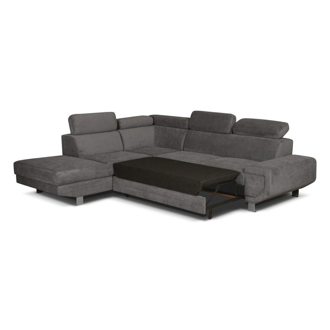 Arctic Corner Sofa Bed Grey Fabric | Large Corner Sofa | Modern Living Room Furniture UK