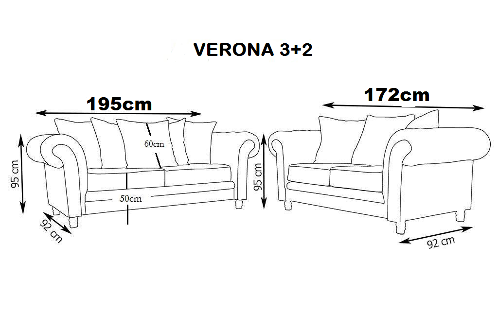 Verona 2-Seater High-Back Sofa - Stylish and Comfortable Living Room Seating