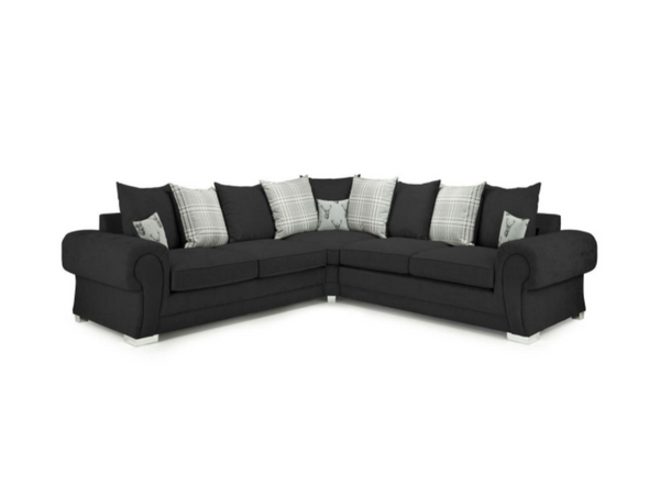 Verona Corner Sofa Scatter Back – Black