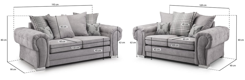 Verona 3+2 Sofa Set – Grey