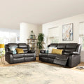 ROMA BLACK LEATHER 3+2+1 SOFA SET (Air Leather UKFR)