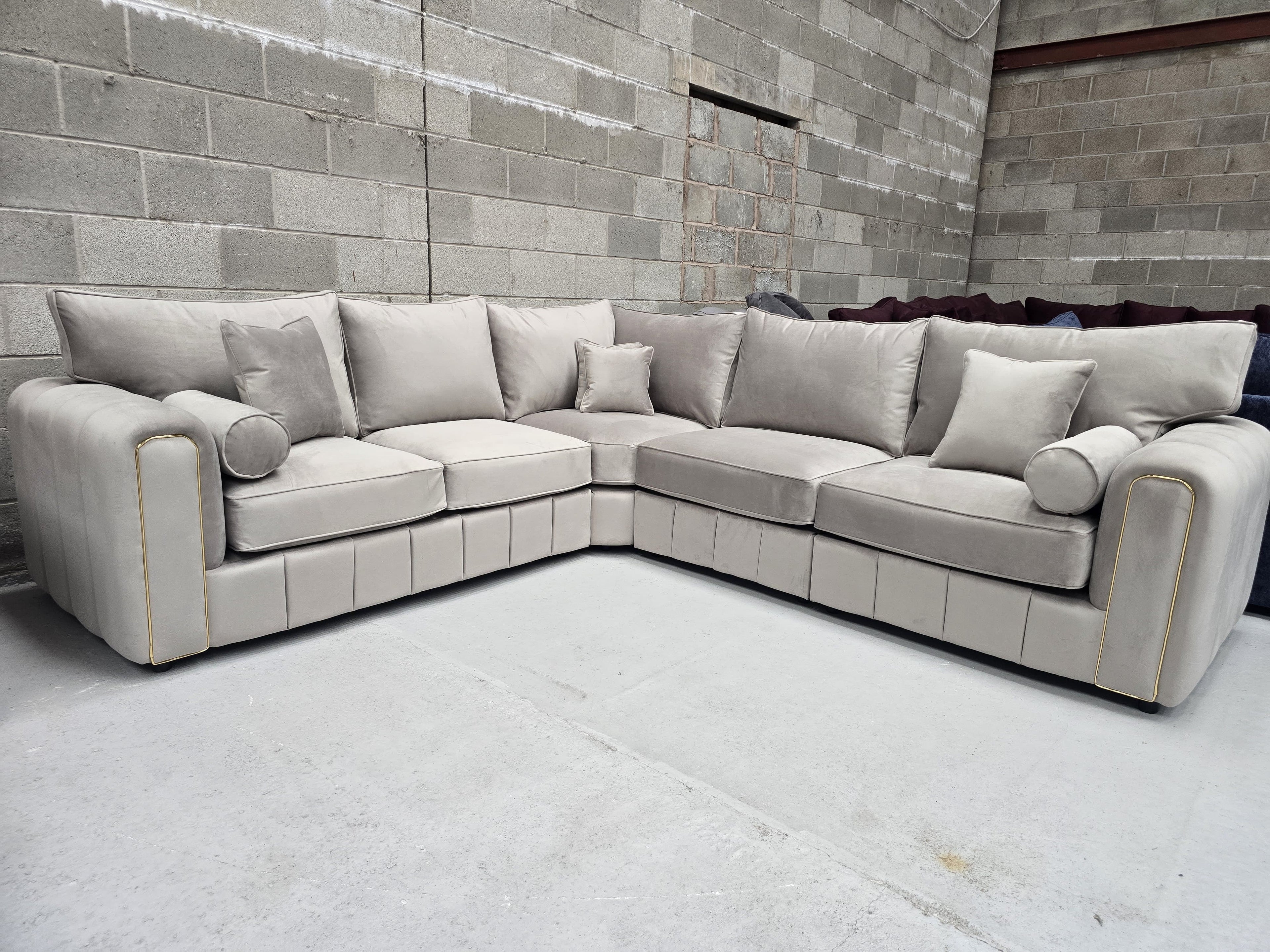 Milano Corner Sofa  Pebble Plush Fabric