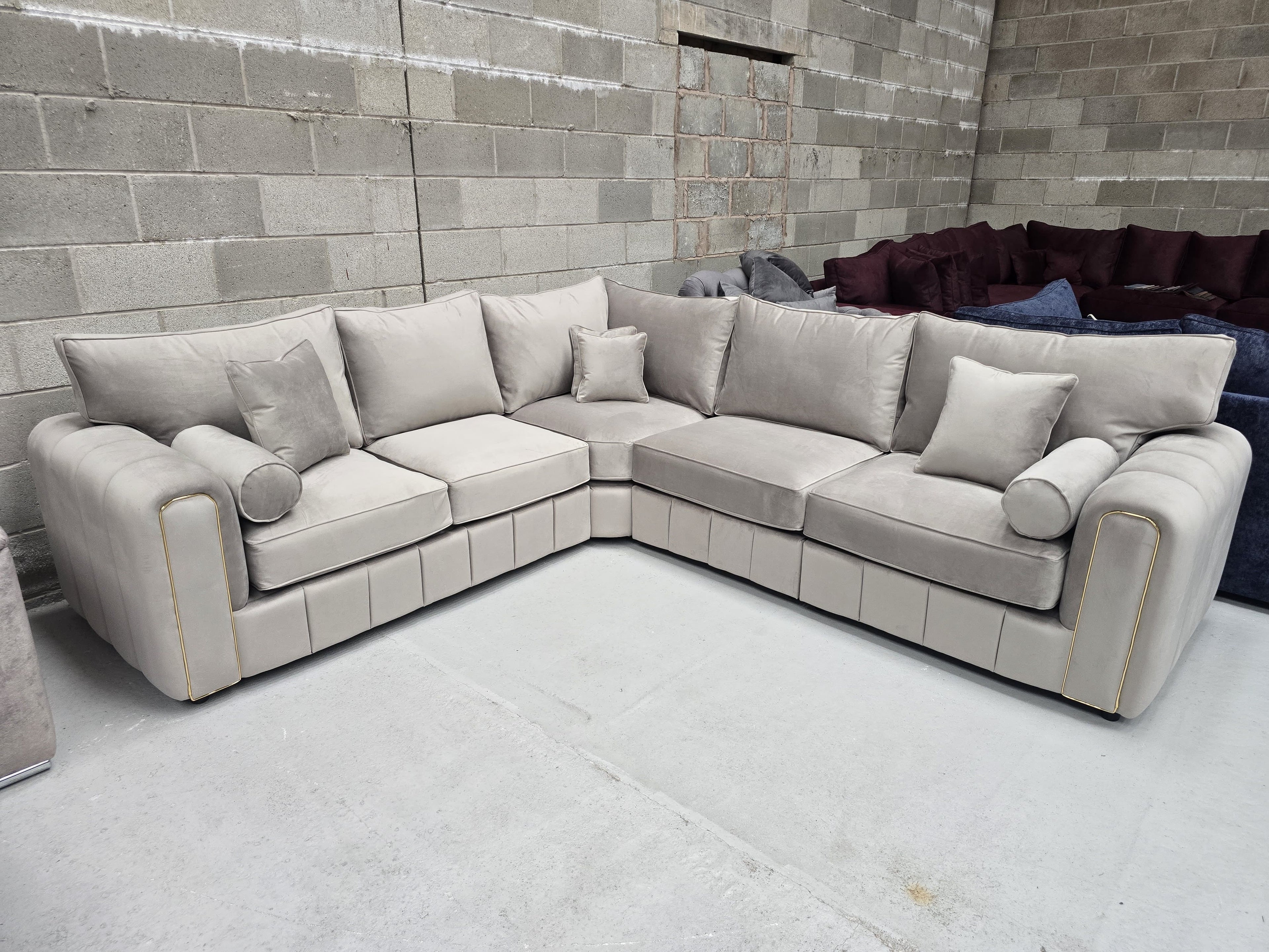 Milano Corner Sofa  Pebble Plush Fabric