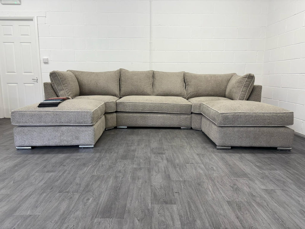 Teddy U-Shape Sofa – Mink Teddy Fabric