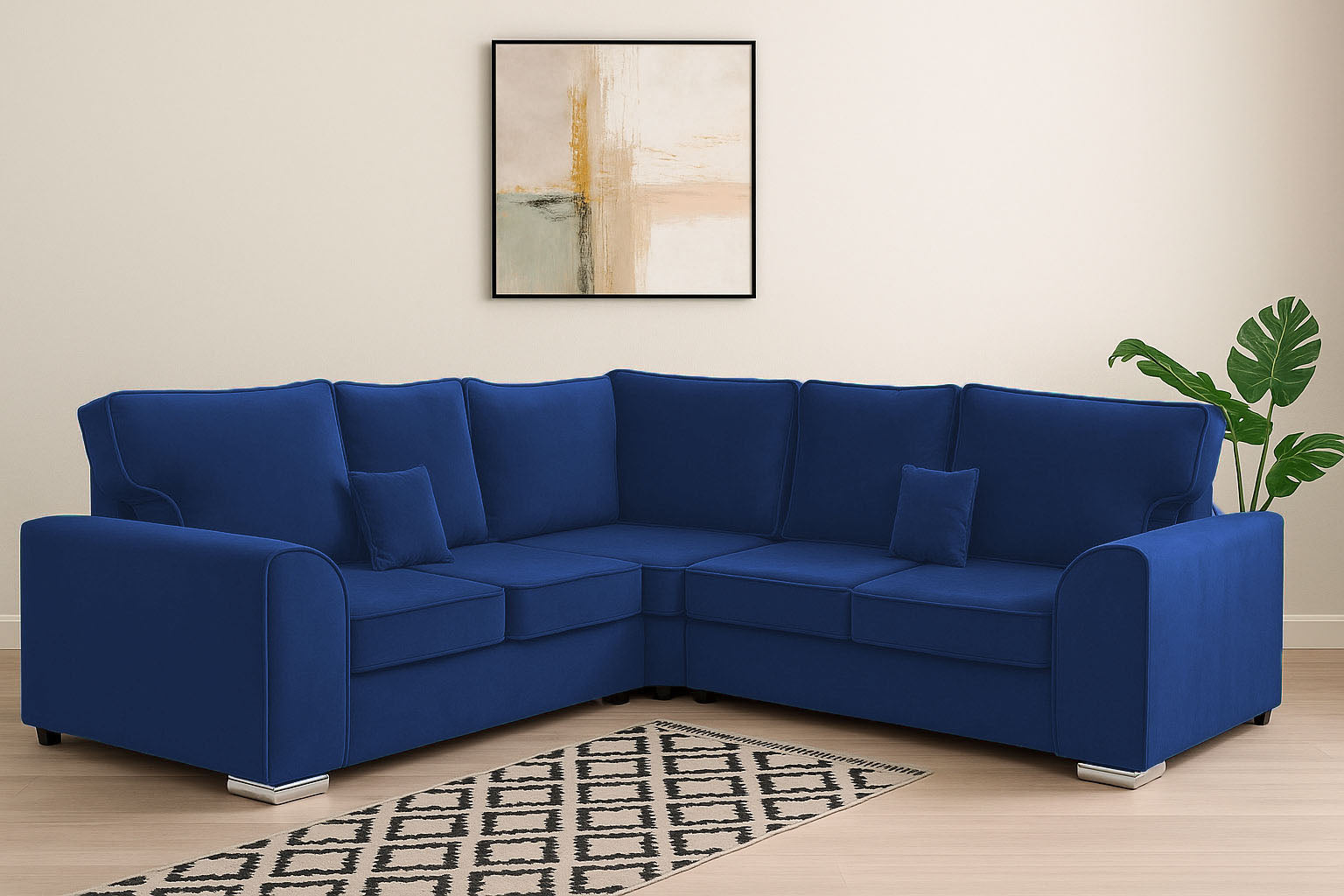 Dylan Plush Velvet Dual Arm High Back 5 Seater Sofa