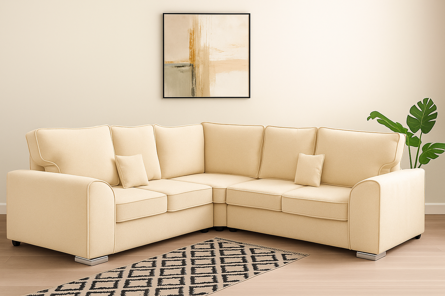 Dylan Plush Velvet Dual Arm High Back 5 Seater Sofa