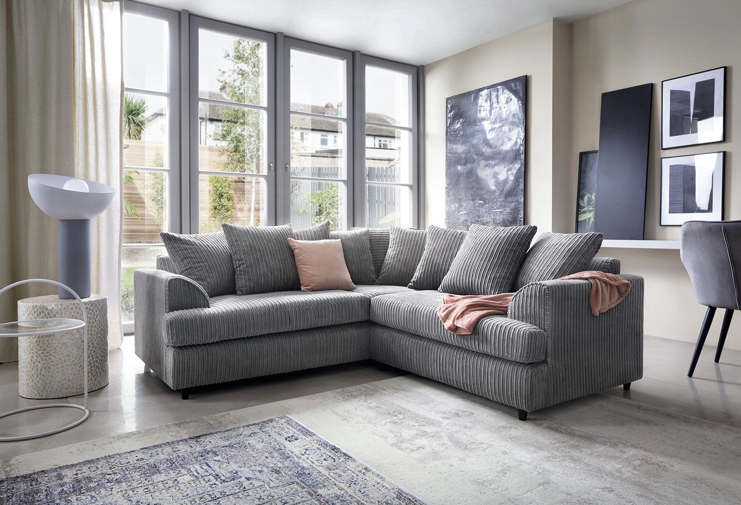 Liverpool Jumbo 5 Seater Wide Armrests With Footstool High quality Fabric Sofa