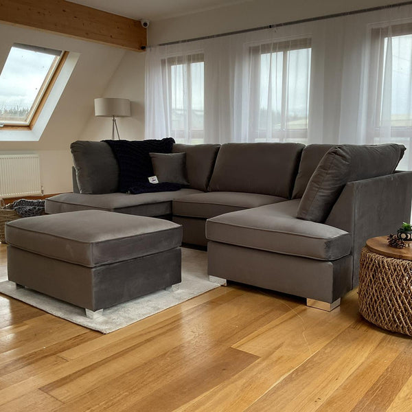 U-Shaped Cinema Sofa Bed – Plush Mink Fabric