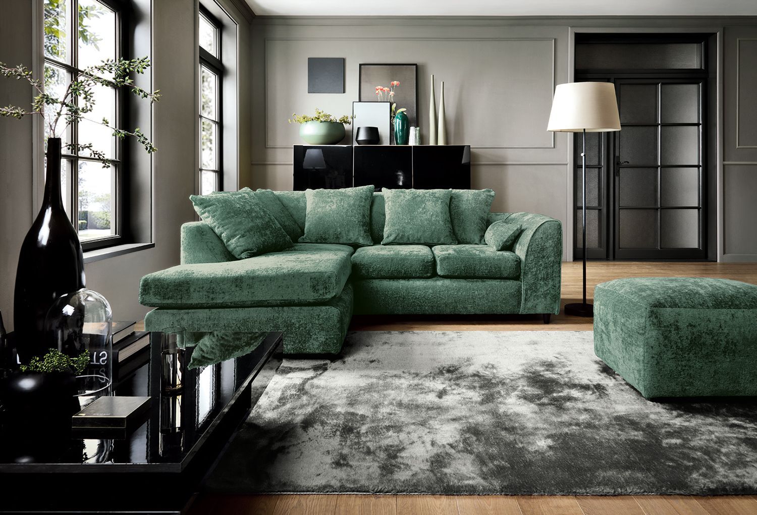 Dilano Chenille Fabric Corner Sofa Left or Right Facing L-Shaped Sofa