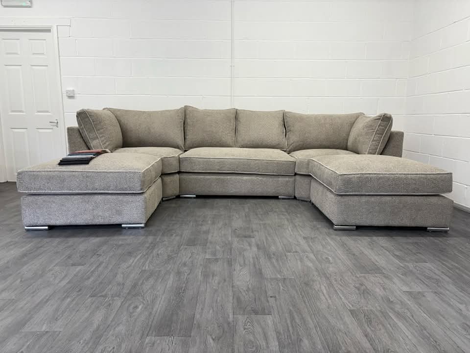 New Teddy Bear Fabric U-Shaped Sofa in Mink
