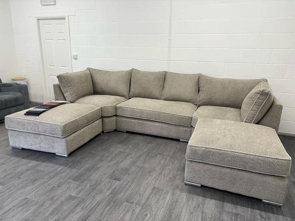 New Teddy Bear Fabric U-Shaped Sofa in Mink