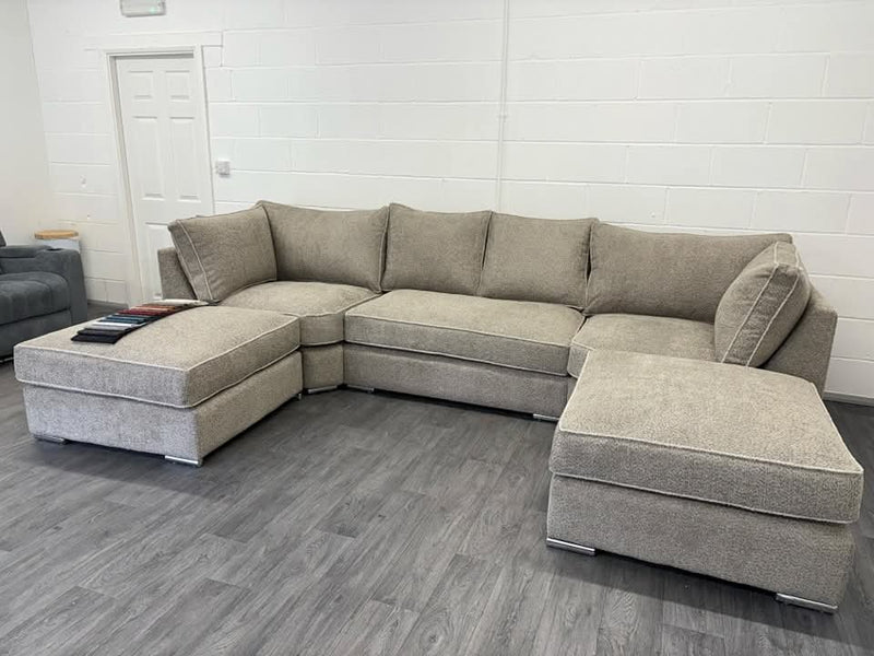 New Teddy Bear Fabric U-Shaped Sofa in Mink
